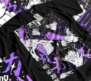 T-shirt à Manches Courtes Noir pour Homme Satoru Gojo Le Défi du Destin