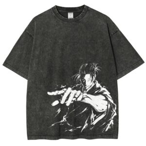  T-shirt Noir Respzeris Washed Suguru Geto L'Antagoniste Tragique