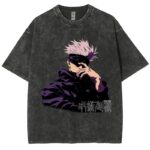  T-shirt Noir Respzeris Washed Satoru Gojo Le Tyran