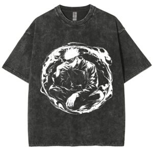  T-shirt Noir Respzeris Washed Satoru Gojo Sans Limite