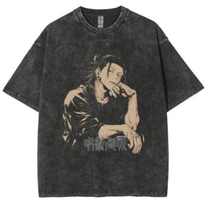  T-shirt Noir Gris Respzeris Washed Suguru Geto L'Antichampion