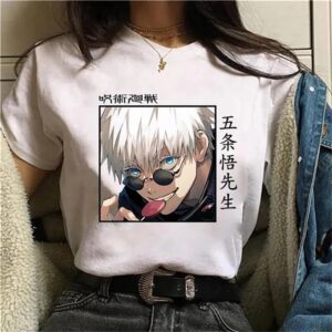 T-shirt à Manches Courtes Blanc pour Femme Satoru Gojo L'Éternel