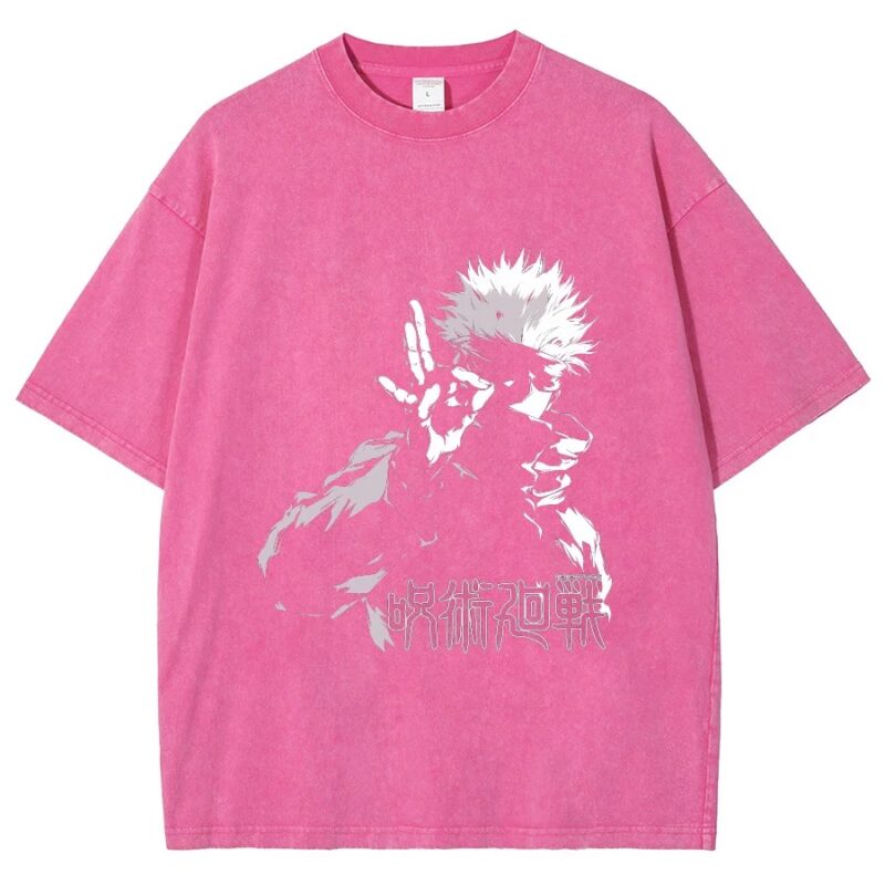  T-shirt Rose Respzeris Washed Satoru Gojo Le Maître de l'Infini