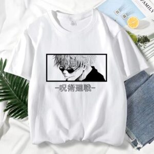 T-shirt à Manches Courtes Blanc pour Homme Satoru Gojo Le Roi des Sorciers