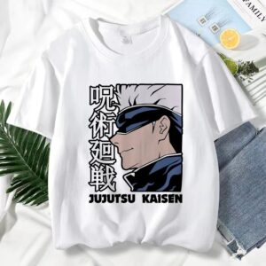 T-shirt à Manches Courtes Blanc pour Homme Satoru Gojo Le Légende Vivante