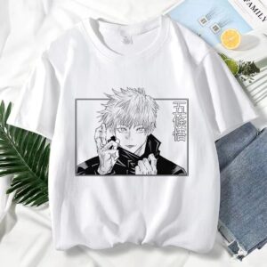 T-shirt à Manches Courtes Blanc pour Homme Satoru Gojo Le Souffle de l'Infini