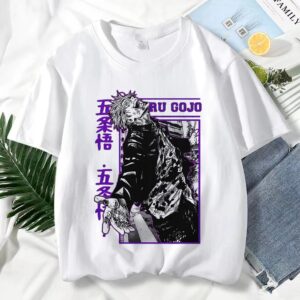 T-shirt à Manches Courtes Blanc pour Homme Satoru Gojo Le Rebbelle