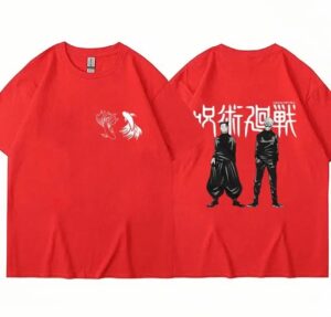  T-shirt Rouge Satoru Gojo Et Suguru Geto Les Maîtres du Jujutsu