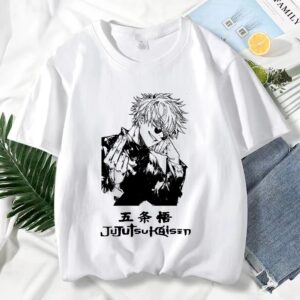 T-shirt à Manches Courtes Blanc pour Homme Satoru Gojo Le Dernier Rempart