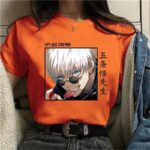 T-shirt à Manches Orange Courtes pour Femme Satoru Gojo L'Éternel