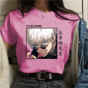 T-shirt à Manches Rose Courtes pour Femme Satoru Gojo L'Éternel