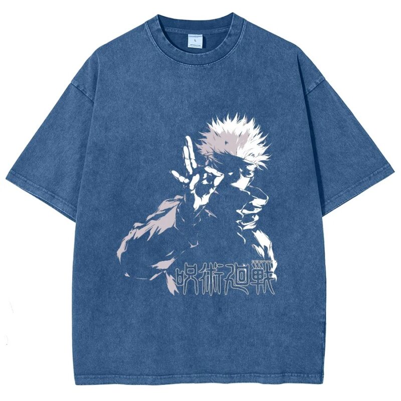  T-shirt Blue Ciel Respzeris Washed Satoru Gojo Le Maître de l'Infini